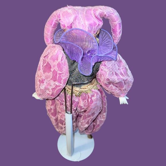 5 Harlequin Porcelain Clown Jester Doll Hands Feet Hand Painted Art W/ Stands 18 - Picture 2 of 16